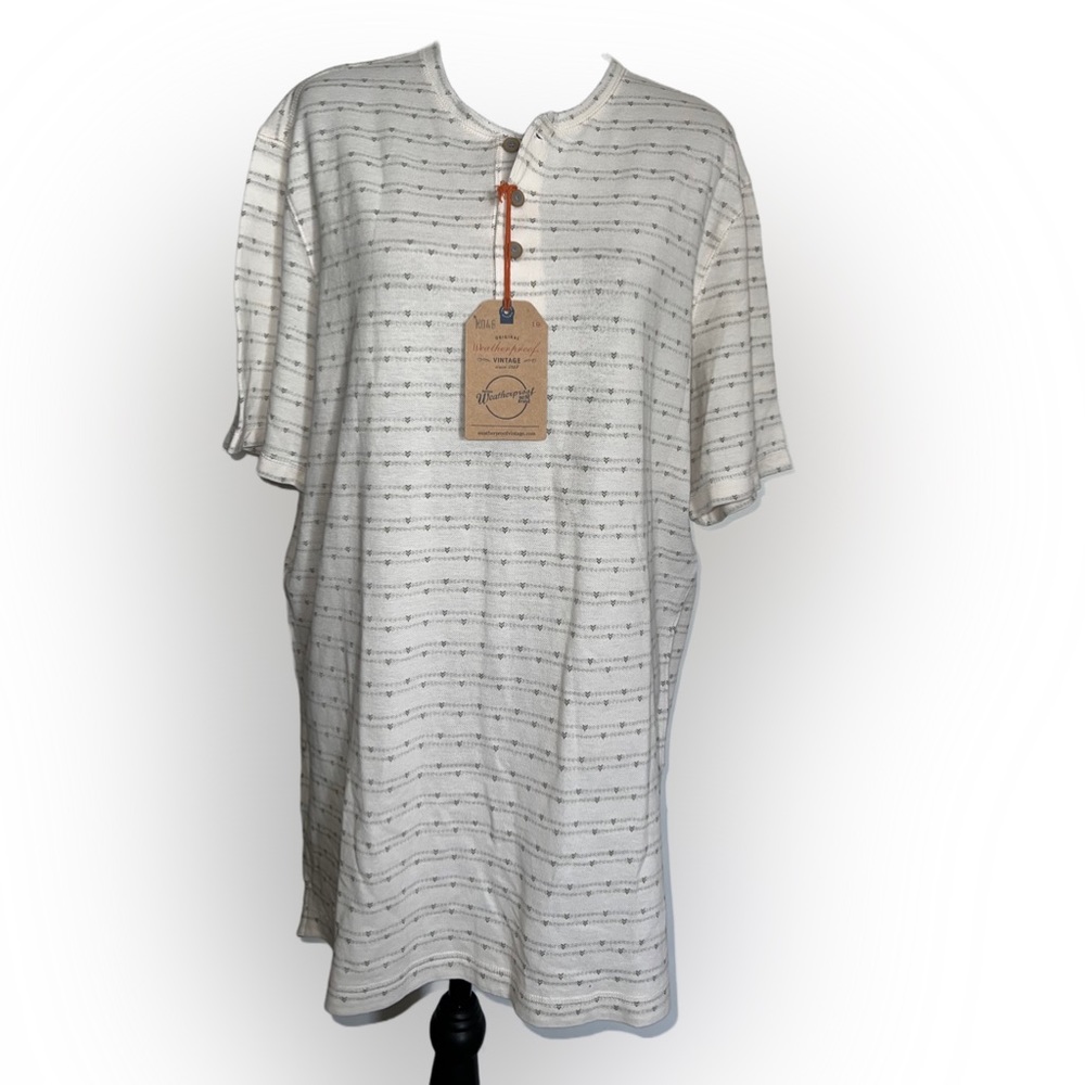 Weatherproof Vintage🦎MEN'S  SHORT SLEEVE HENLEY JAC PIQUE BEIGE🌵